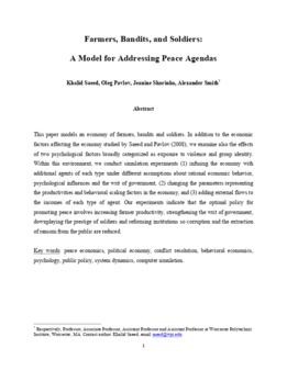 <span itemprop="name">Saeed, Khalid with Oleg Pavlov, Jeanine Skorinko and Alexander Smith, "Farmers, Bandits, Soldiers: A model for addressing peace agendas"</span>