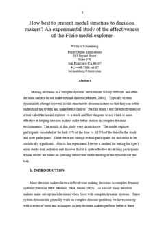 <span itemprop="name">Schoenberg, William, "How best to present model structure to decision makers? An experimental study of the effectiveness of the Forio model explorer"</span>