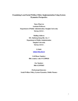 <span itemprop="name">Lee, Tsuey-Ping, "Implementing Local Social Welfare Policy: A Systems Dynamics Perspective"</span>