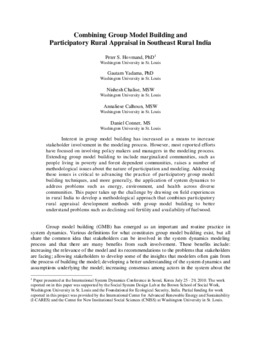 <span itemprop="name">Hovmand, Peter with Gautam Yadama, Nishesh Chalise, Annaliese Calhoun and Daniel Conner, "Combining Group Model Building and  Participatory Rural Appraisal in Southeast Rural India"</span>