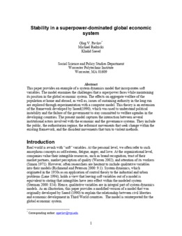 <span itemprop="name">Radzicki, Michael with Oleg Pavlov and Khalid Saeed, "Stability in a Superpower-Dominated Global Economic System"</span>