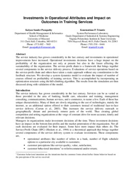 <span itemprop="name">Pasupathy, Kalyan with Kostas Triantis, "Investments in Operational Attributes and Impact on Outcomes in Training Services"</span>