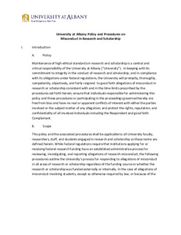 <span itemprop="name">University at Albany Policy and Procedures on Misconduct in Research and Scholarship</span>