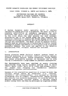 <span itemprop="name">Dyner, Isaac with Ricardo A. Smith, Gloria E. Pena, "System Dynamics Modeling For Energy Efficiency Analysis"</span>