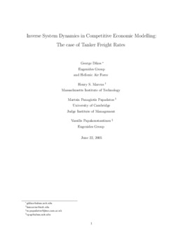<span itemprop="name">Papadatos, Martsin with George Dikos, Henry Marcus and Vassilis Papakonstantinou, "Inverse System Dynamics in Competitive Economic Modelling: The Case of Tanker Freight Rates"</span>