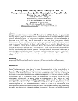 <span itemprop="name">Stave, Krystyna with Michael Dwyer, "A Group Model Building Process to Integrate Land Use, Transportation, and Air Quality Planning in Las Vegas, Nevada"</span>