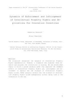 <span itemprop="name">Derwisch, Sebastian with Birgit Kopainsky, "Dynamics of Enforcement and Infringement of Intellectual Property Rights and Implications for Innovation Incentives"</span>