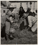 <span itemprop="name">Small ground of people standing in hay, as one man...</span>