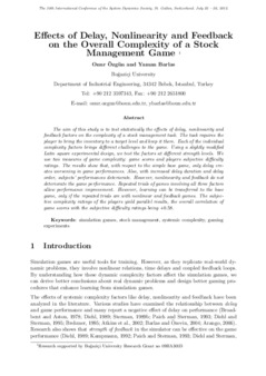 <span itemprop="name">Ozgun, Onur with Yaman Barlas, "Effects of Delay, Nonlinearity and Feedback on the Overall Complexity of a Stock Management Game"</span>