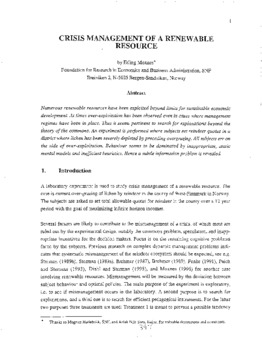 <span itemprop="name">Moxnes, Erling, "Crisis Management of a Renewable Resource"</span>