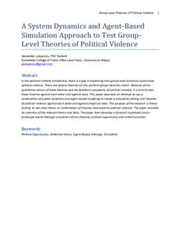 <span itemprop="name">Lubyansky, Alexander, "A System Dynamics and Agent-Based Simulation Approach to Test Group-Level Theories of Political Violence"</span>