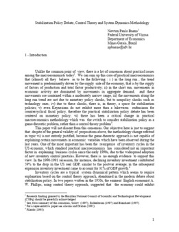 <span itemprop="name">Bueno, Newton, "Stabilization Policy Debate, Control Theory and System Dynamics Metholology"</span>