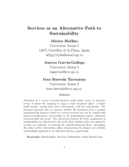 <span itemprop="name">Bisilkas, Marios with Aurora Garcia-Gallego and Ivan Barreda Tarrazona, "Services as an Alternative Path to Sustainability"</span>