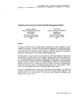 <span itemprop="name">Allaway, Arthur W. with Giles D'Sousa, "Feedback and Control in a Product Portfolio Management Model"</span>