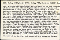 <span itemprop="name">Summary of the execution of Rufus Buck, Lewis Davis, Lucky Davis, Maomi July, Sam Sampson</span>