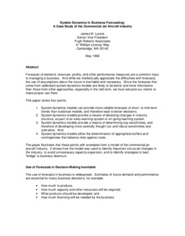 <span itemprop="name">Lyneis, James M., "System Dynamics In Business Forecasting: A Case Study of the Commercial Jet Aircraft Industry"</span>