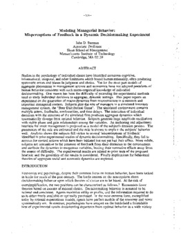<span itemprop="name">Sterman, John D., "Modeling Managerial Behavior: Misperceptions of Feedback in a Dynamic Decisionmaking Experiment"</span>