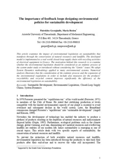<span itemprop="name">Georgiadis, Patroklos with Maria Besiou, "The Importance of Feedback Loops Designing Environmental Policies for Sustainable Development"</span>