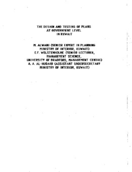 <span itemprop="name">Alwani, Mazen M. with Eric F. Wolstenholme and A.A. Al-Hudaib, "The Design and the Testing of Plans at Government Level in Kuwait"</span>