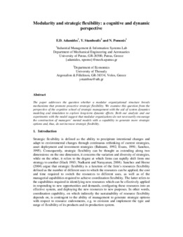 <span itemprop="name">Adamides, Emmanuel with Yeoryios Stamboulis and Nikolaos Pomonis, "Modularity and Strategic Flexibility: A Cogntive and Dynamic Perspective"</span>