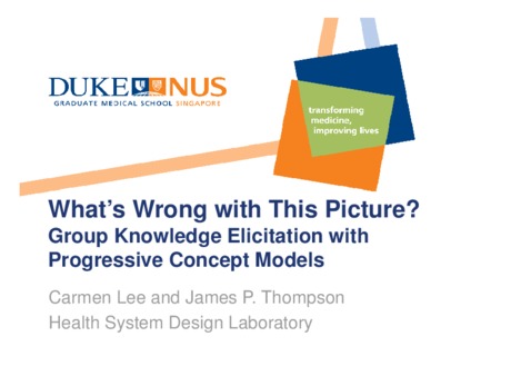<span itemprop="name">Lee, Carmen with James Thompson, "What’s Wrong with This Picture? — Group Knowledge Elicitation with Progressive Concept Models"</span>