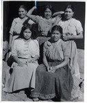 <span itemprop="name">A group of five women posing for a portrait with...</span>