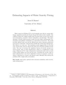 <span itemprop="name">Hansen, Jason, "Estimating Impacts of Water Scarcity Pricing"</span>