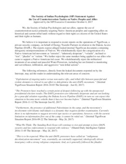 <span itemprop="name">The SIP Educational Paper Regarding the Use of Counterterrorism Tactics on Native Peoples and Allies, Shortened Version</span>