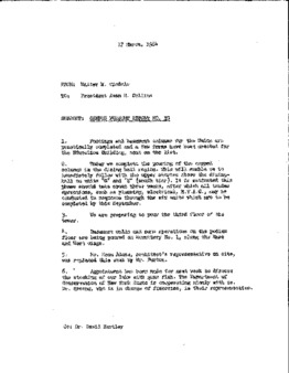 <span itemprop="name">Campus Progress Report No. 39, Letter from Walter M. Tisdale to President Evan R. Collins</span>
