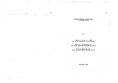 <span itemprop="name">Clark, Thomas D. with Edward L. Whitenberg and Alan H. Woodruff, "Defense Weapons Acquisition: A Systems Study"</span>