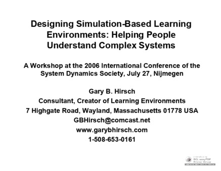 <span itemprop="name">Hirsch, Gary, "Designing Simulation-Based Learning Environments: Helping People Understand Complex Systems"</span>