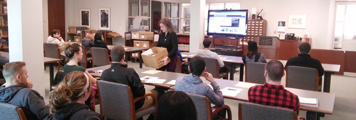 Image of researchers in the Marcia Brown Reading Room
